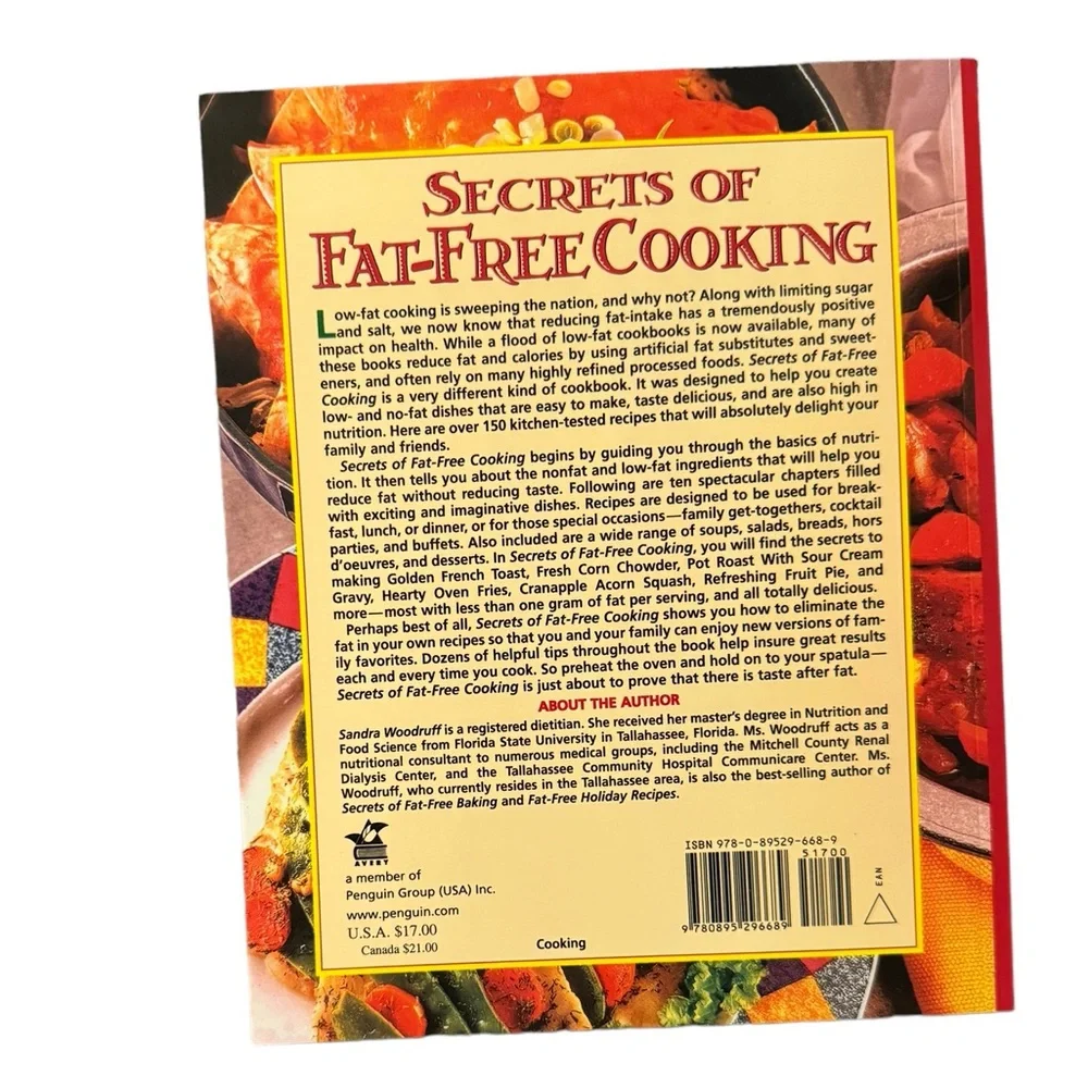 (Book) “Secrets To Fat-Free Cooking,” By The Author, Sandra Woodruff, RD.